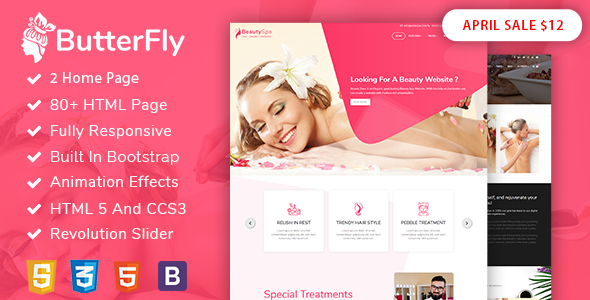 ButterFly : Spa, Beauty Salon & Massage Template