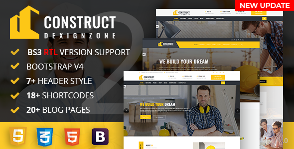 ConstructZilla : Construction, Renovation & Building Bootstrap 4 & 5 Template With RTL Ready