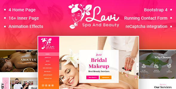 Lavi : Beauty Spa Salon Makeup Parlour Bootstrap 4 Template