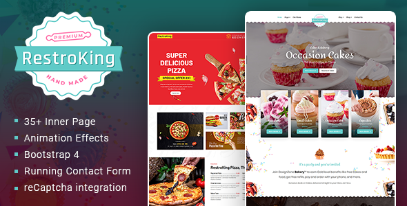 RestroKing - Cake Pizza & Bakery Bootstrap 4 Template