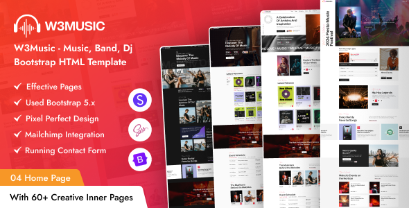 W3Music - Music, Band, DJ Bootstrap HTML Template